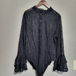 Elegant Black Lace Bodysuit